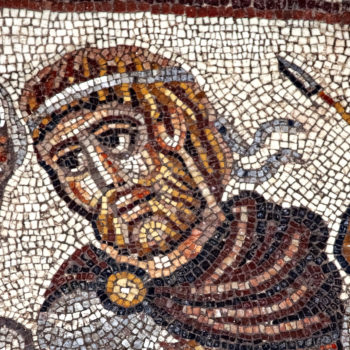 a head from the Huqoq Mosaics