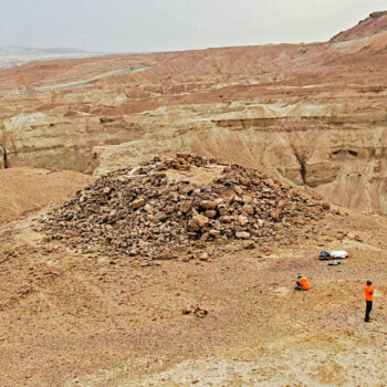 Pyramid structure in the Judean Desert north of Nahal Zohar. Courtesy Emil Aladjem, IAA